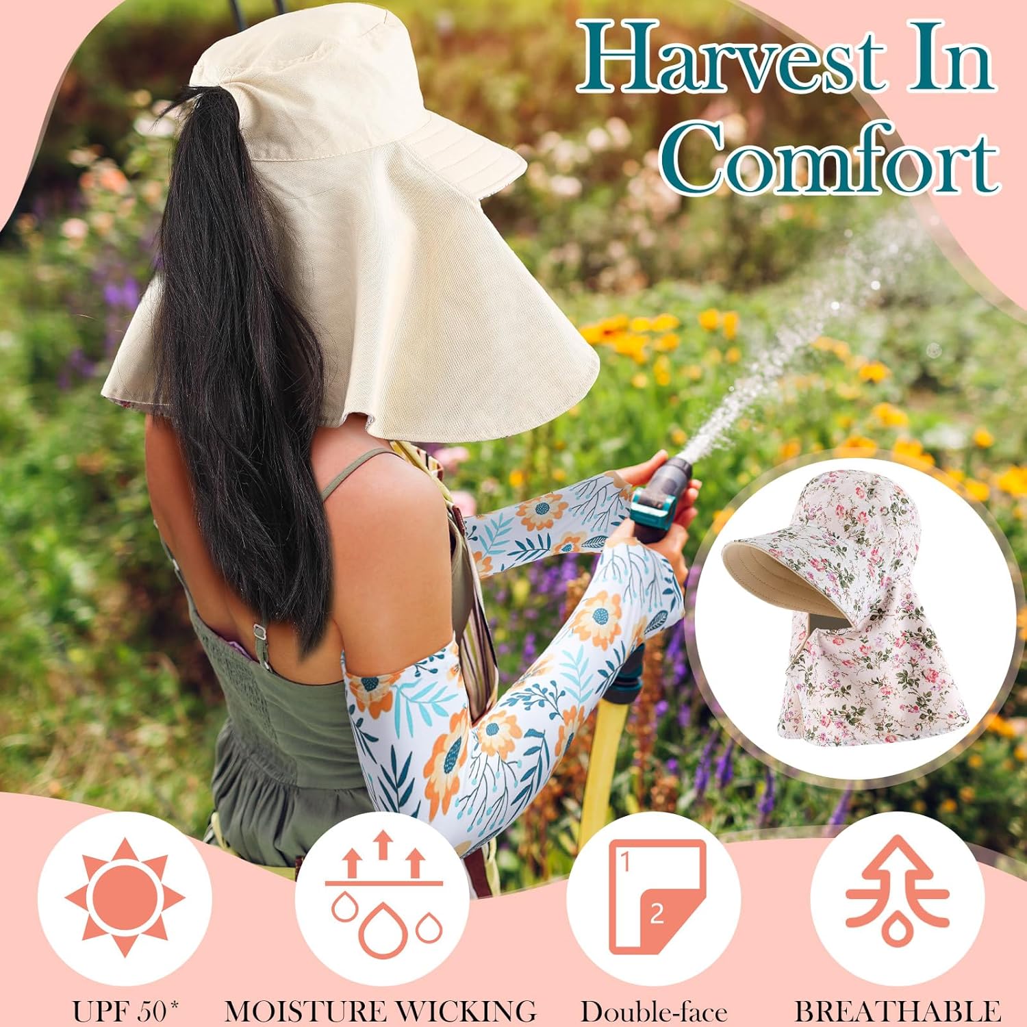 2 Pcs Floral Garden Hat for Wo - Sun Hat Wide Brim 리뷰 및 가격
