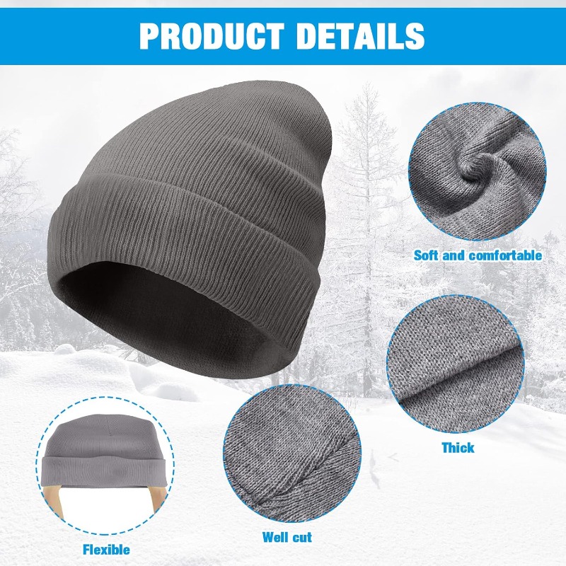 1pc Winter Warm Thick Beanie H - Beanie Cuffed Knit 리뷰 및 가격