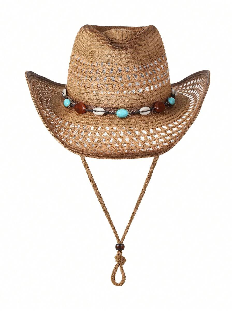 Unisex Straw Cowboy Hat With B - Cowboy Hat Straw 리뷰 및 가격